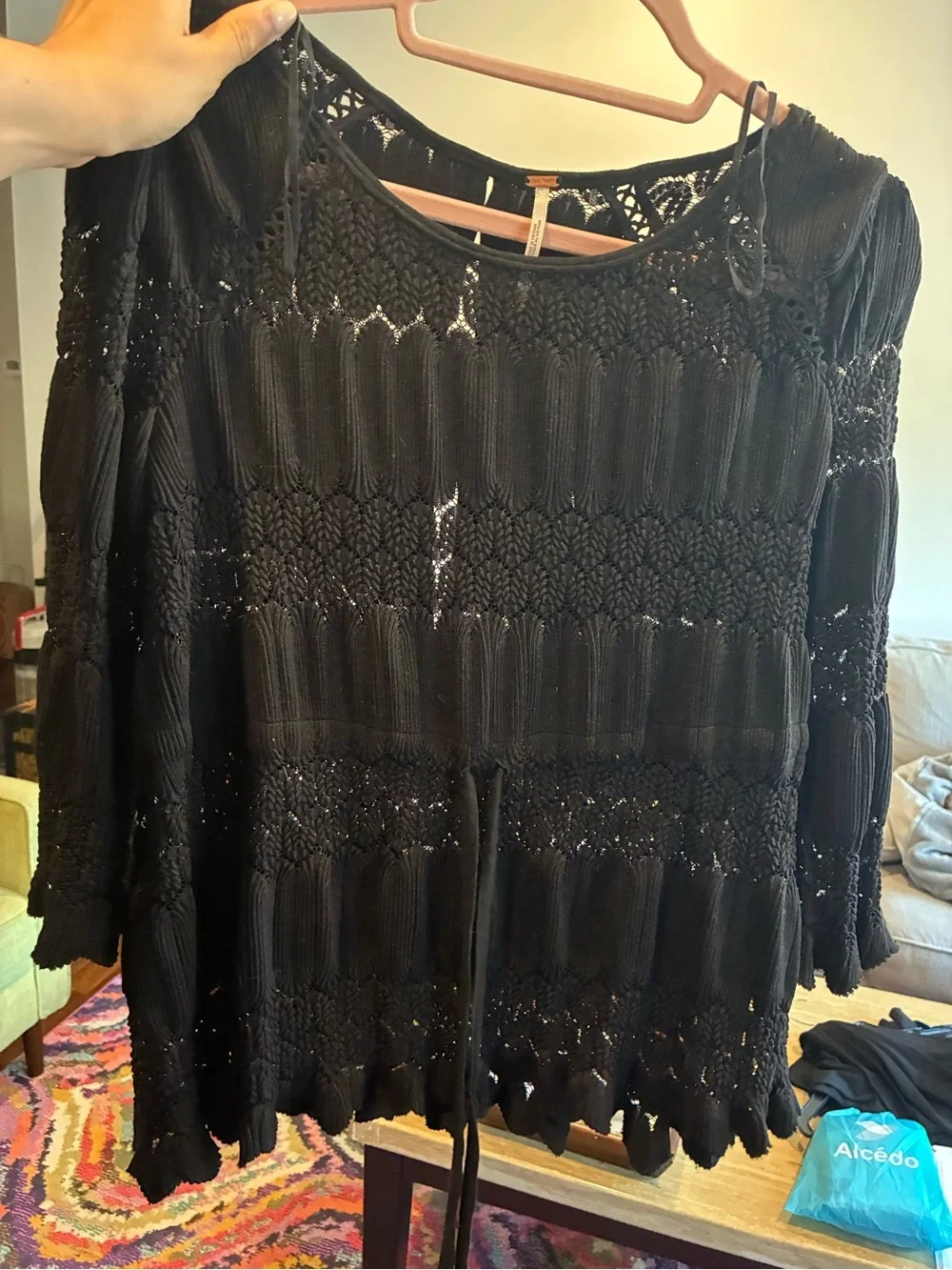 Free People Fire Island Crochet Tie-Front Top